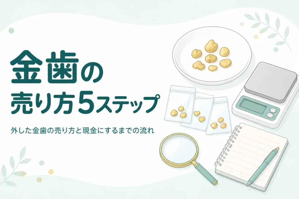 金歯の売り方の5ステップを表したイメージ