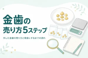 金歯の売り方の5ステップを表したイメージ